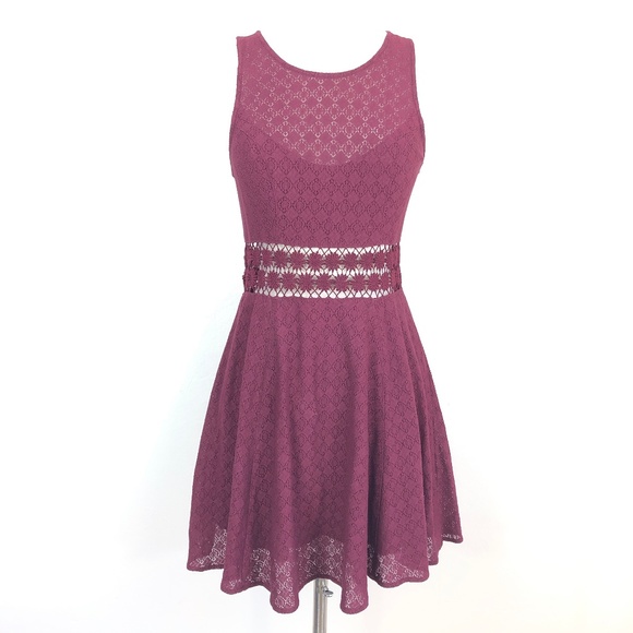 Free People Dresses & Skirts - Free People Daisy Waist Burgundy Skater Mini Dress